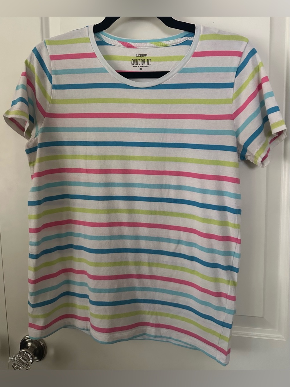 J.Crew Collector Tee Striped Cotton T-Shirt Pink Blue Green Size Medium